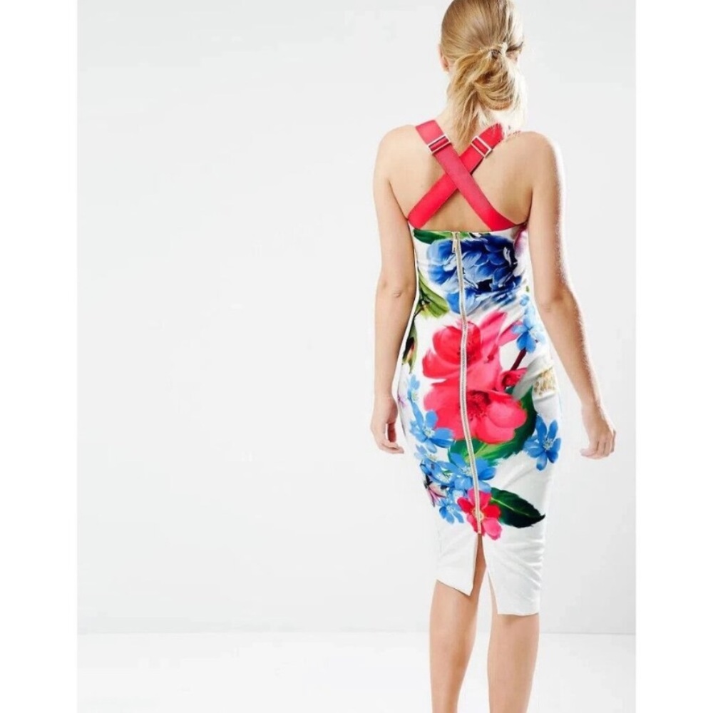 NWT Ted Baker Alexie Forget Me Not Floral Midi Dress - Size US 2 - Picture 4 of 6